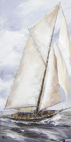HA076 Wall décor art oil on canvas nautical sailboat